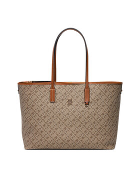 Tommy Hilfiger Τσάντα Tommy Hilfiger Th Monoplay Leather Tote AW0AW17416 Ανοιχτό μπεζ