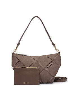 Calvin Klein Geantă Calvin Klein Woven Sueded Shoulder Bag LV04F3694G Maro