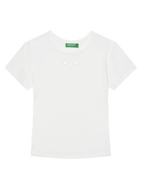United Colors Of Benetton United Colors Of Benetton Majica 3P4ZC10O0 Bela Slim Fit