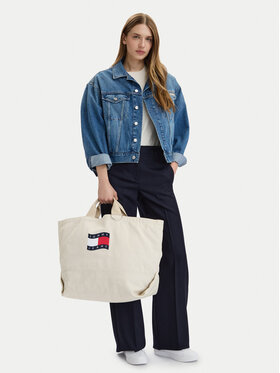 Tommy Jeans Handtasche Tommy Jeans Tjw Wave Flag Med Tote AW0AW18466 Beige