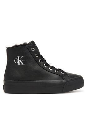 Calvin Klein Snīkeri Calvin Klein Vulc Flatf Mid Laceup Lth Fur HW0HW03234 Melns