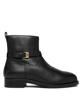 Tommy Hilfiger Botki Tommy Hilfiger Th Buckle Riding Leather Bootie FW0FW08781 Czarny