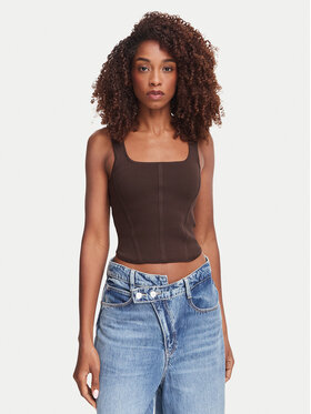 Guess Guess Top W6YZ08 Z0979 Marrón oscuro Slim Fit
