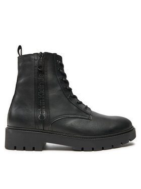 Calvin Klein Jeans Čižmy Calvin Klein Jeans Combat Mid Laceup Boot W Zip YM0YM00262 Čierna