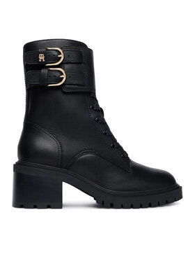 Tommy Hilfiger Μποτίνια Tommy Hilfiger Block Heel Buckled Lace-Up Boot FW0FW09578 Μαύρο