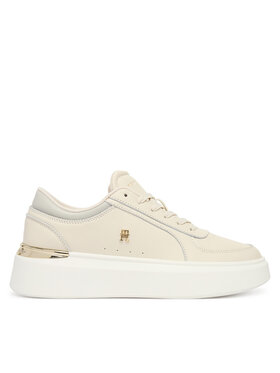 Tommy Hilfiger Zapatillas Tommy Hilfiger Shiny Leather Platform Sneaker FW0FW09364 Écru