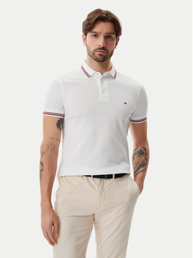 Tommy Hilfiger Tommy Hilfiger Polo marškinėliai Tipped MW0MW37346 Balta Slim Fit