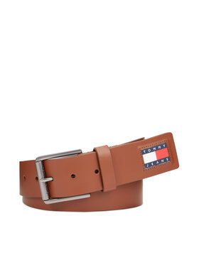 Tommy Jeans Pánský pásek Tommy Jeans Tjm Flag Leather 4.0 AM0AM12340 Hnědá