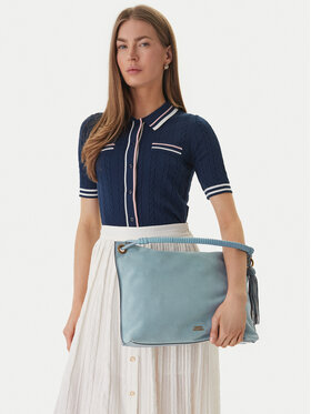 Tommy Hilfiger Kabelka Tommy Hilfiger Th Statement Leather Bag Suede AW0AW18402 Světle modrá