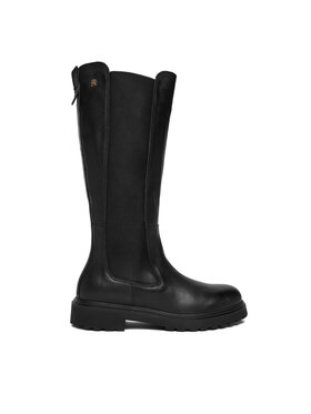 Tommy Hilfiger Kozačky Tommy Hilfiger Th Lthr Cleated Long Boot FW0FW08985 Černá