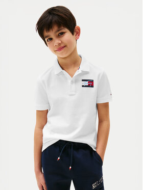 Tommy Hilfiger Tommy Hilfiger Polo marškinėliai Script Flag Logo KB0KB09711 Balta Regular Fit