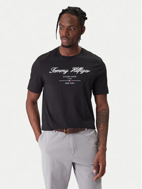 Tommy Hilfiger Tommy Hilfiger Camiseta Script Logo MW0MW33691 Negro Regular Fit