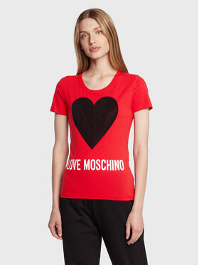 LOVE MOSCHINO LOVE MOSCHINO Футболка W4H1932E 1951 Червоний Slim Fit