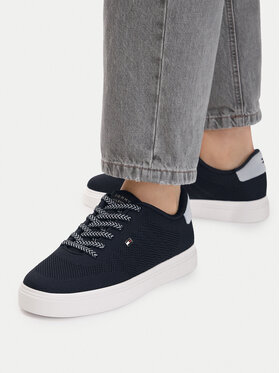 Tommy Hilfiger Sneakersy Tommy Hilfiger Knit Cupsole FW0FW09289 Tmavomodrá