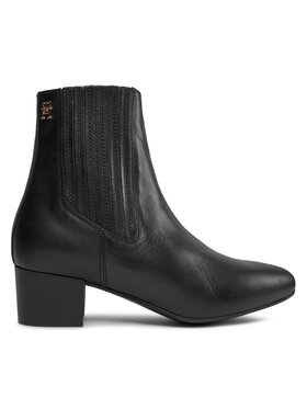 Tommy Hilfiger Botki Tommy Hilfiger Essential Leather Boot FW0FW07759 Czarny