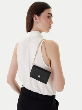 Tommy Hilfiger Дамска чанта Tommy Hilfiger Th Icon Card Holder W/Chain AW0AW18248 Черен