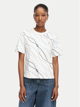 Tommy Hilfiger Tommy Hilfiger Camiseta Interlock WW0WW49646 Blanco Boxy Fit
