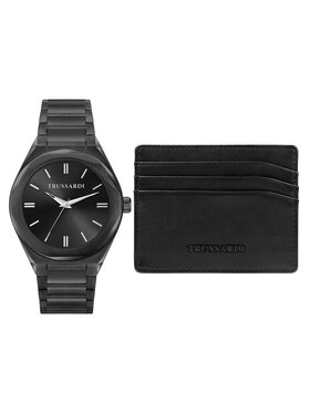 Trussardi Sada hodiniek a puzdra na karty Trussardi R2453156007 Čierna