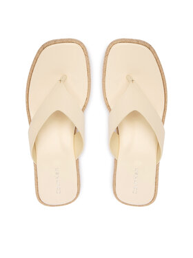 Calvin Klein Šlepetės per pirštą Calvin Klein Block Heel Espa 50 Thong Lth HW0HW02902 Smėlio