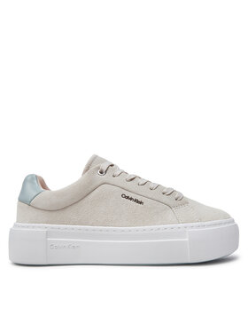 Calvin Klein Sneakersy Calvin Klein Flatform Cup Lace Up W/Ml HW0HW02282 Béžová