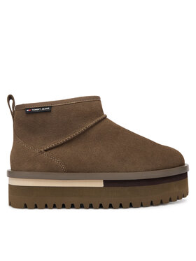 Tommy Jeans Апрески Tommy Jeans Tjw Flatform Snow Boot Suede EN0EN02841 Кафяв