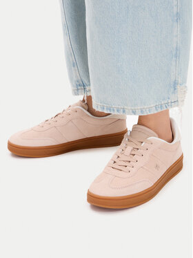 Tommy Hilfiger Sneakersy Tommy Hilfiger Th Monogram Plaque Suede Trainers FW0FW09180 Różowy