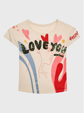 Guess Guess T-Shirt J3RI22 KAPO0 Μπεζ Regular Fit