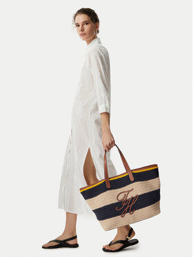 Tommy Hilfiger Ročna torba Tommy Hilfiger Th Nautical Tote Crochet Str AW0AW18816 Pisana