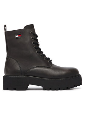 Tommy Jeans Outdoorová obuv Tommy Jeans Tjw Platform Brushed Lth Boots EN0EN03141 Čierna