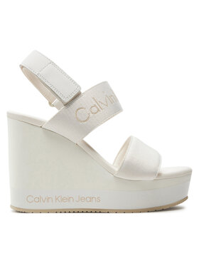 Calvin Klein Jeans Sandály Calvin Klein Jeans Wedge Sandal Webbing In Mr YW0YW01360 Bílá