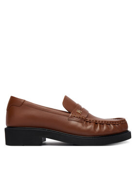 Tommy Hilfiger Mokassins Tommy Hilfiger Th Square Toe Leather Loafer FW0FW08977 Braun