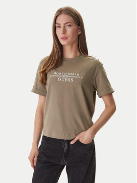Guess Guess Camiseta GUESS x NORTH SAILS W6GI03 K2657 Verde Relaxed Fit
