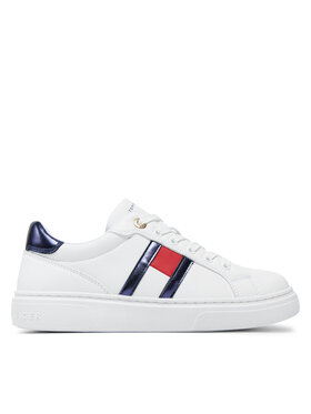 Tommy Hilfiger Sneakersy Tommy Hilfiger Flag Low Cut Lace-Up Sneaker T3A9-33538-1351 S Biela