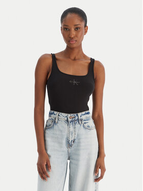 Calvin Klein Jeans Calvin Klein Jeans Top Monologo Scoop Nk Rib LV047A804G Negro Slim Fit