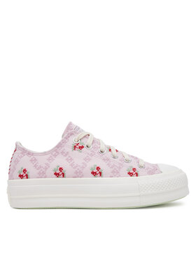 Converse Kedas Converse Chuck Taylor All Star Lift Platform Rose Cross Stitch A13660C Rozā