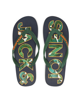 Jack & Jones Čības uz pirksta Jack & Jones Jfwlogo Palm Print Flip Flop Ln 12230642 Tumši zils