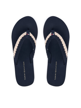 Tommy Hilfiger Zehentrenner Tommy Hilfiger Th Wedge Crochet Summer Sandal FW0FW09420 Dunkelblau