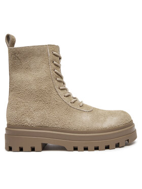 Calvin Klein Jeans Schnürstiefeletten Calvin Klein Jeans Lugged Lace Zip Boot Oxf Hr Su YM0YM01068 Beige