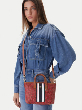 Tommy Hilfiger Τσάντα Tommy Hilfiger Th Monoplay Mini Tote Stripe Le AW0AW18389 Κόκκινο