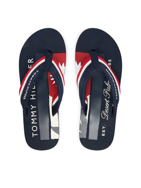 Tommy Hilfiger Čības uz pirksta Tommy Hilfiger Patch Hilfiger Beach Sandal FM0FM05903 Tumši zils