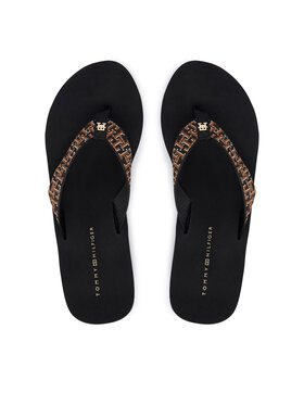 Tommy Hilfiger Zehentrenner Tommy Hilfiger Wedge Summer Sandal Mono FW0FW09698 Schwarz