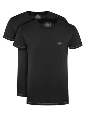 Aeronautica Militare Aeronautica Militare Marškinėlių komplektas AM1UTI003B Juoda Slim Fit