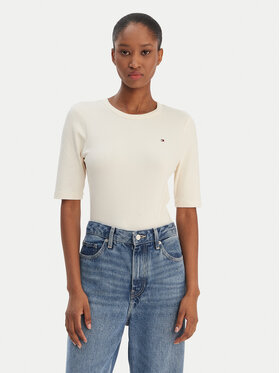 Tommy Hilfiger Tommy Hilfiger Camiseta WW0WW47308 Écru Slim Fit