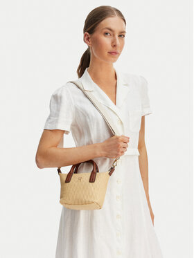 Tommy Hilfiger Geantă Tommy Hilfiger Popette Micro Tote Raffia AW0AW18526 Bej