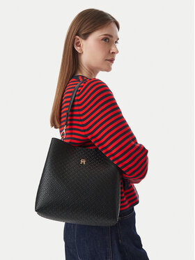 Tommy Hilfiger Geantă Tommy Hilfiger Th Icon Shoulder Bag Mono AW0AW19000 Negru