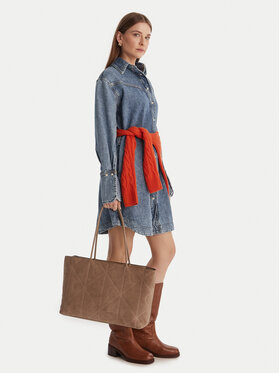 Calvin Klein Τσάντα Calvin Klein Emblem Aop Embossed Suede Tote LV04F3334G Μπεζ