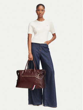 Tommy Hilfiger Hétvégi táska Tommy Hilfiger Th Casual Leather Duffle AM0AM14745 Barna