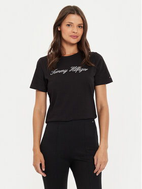 Tommy Hilfiger Tommy Hilfiger T-Shirt Script WW0WW43459 Μαύρο Regular Fit