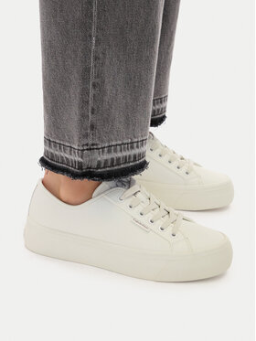 Calvin Klein Sneakersy Calvin Klein Vulc Flatf Lace Up Lth YW0YW01932 Bílá