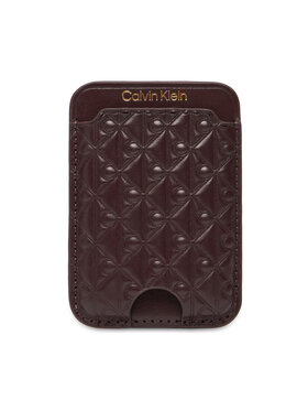 Calvin Klein Калъф за кредитни карти Calvin Klein Aop Leather Magnetic Card Case LV04F1100G Бордо